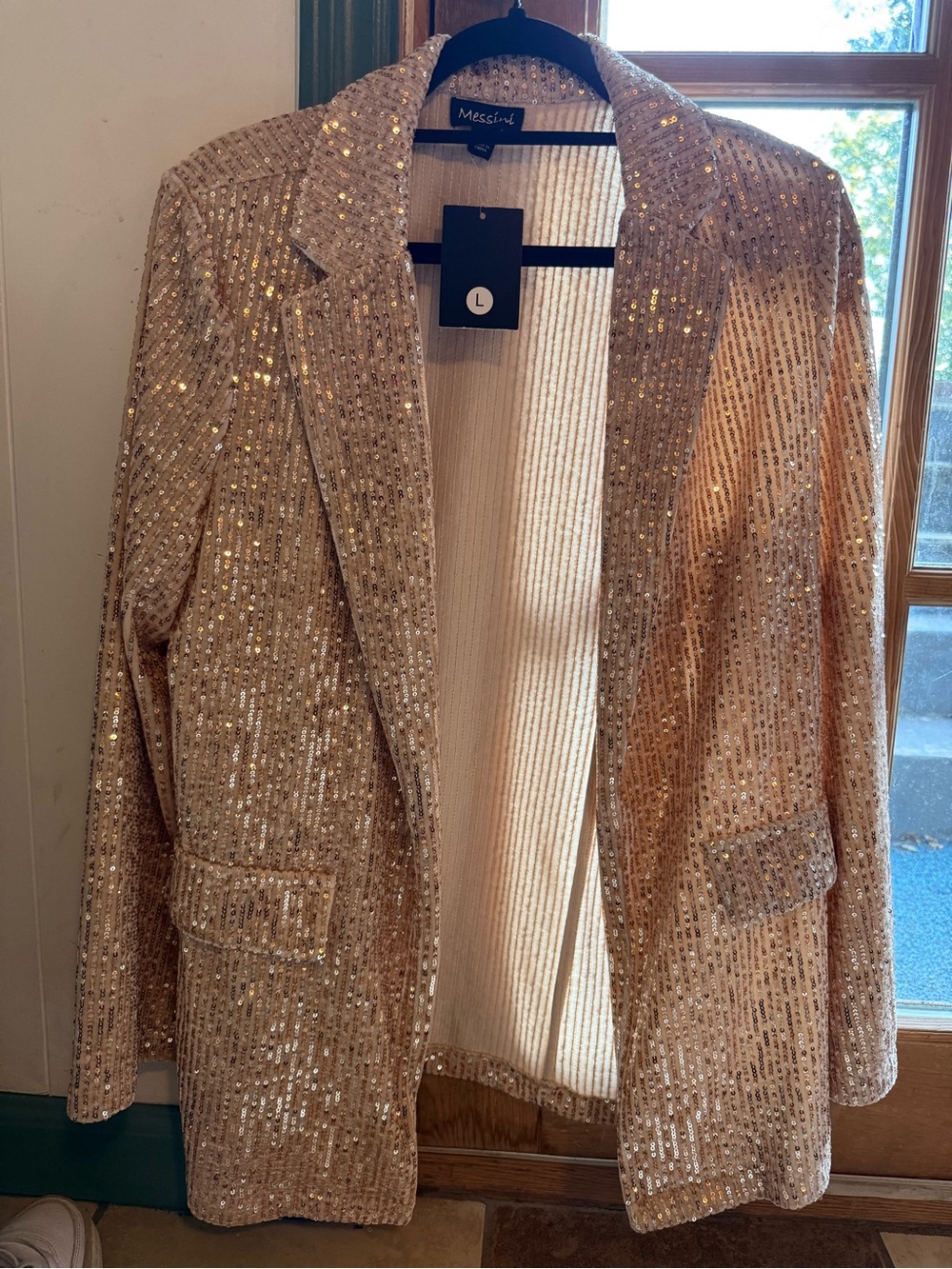 Women's Sequin Blazer Jacket in Champagne